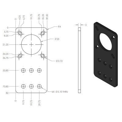 براکت تخت آلومینیومی استپر موتور نما Nema 17 پرینتر سه بعدی