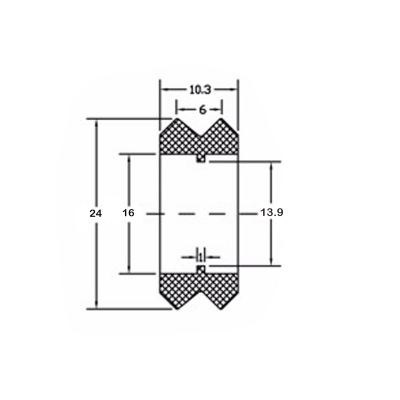 چرخ V شکل استیل قطر داخلی 16mm، قطر خارجی 24mm و عرض 10.3mm بدون بلبرینگ