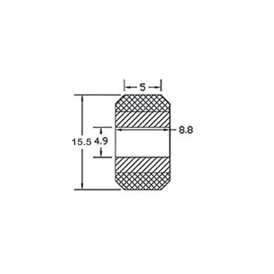 چرخ هرزگرد قطر داخلی 4.9mm، قطر خارجی 15.5mm و عرض 8.8mm با بلبرینگ