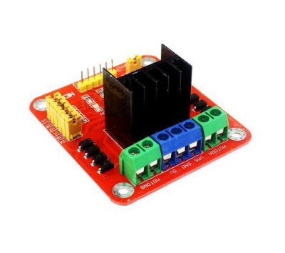 ماژول موتور درایور دو کاناله Dual Bridge با قابلیت درایو موتور پله‌ای (stepper) و دی‌سی L298