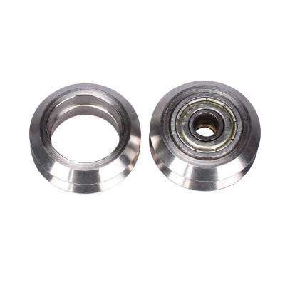 چرخ V شکل استیل قطر داخلی 16mm، قطر خارجی 24mm و عرض 10.3mm بدون بلبرینگ
