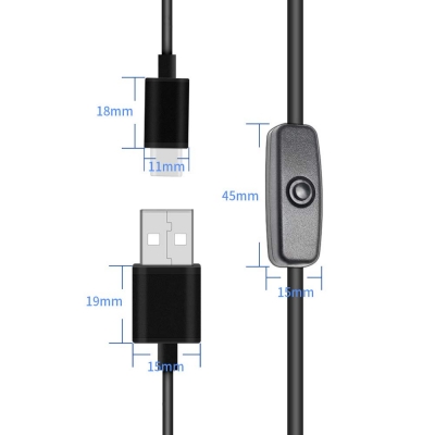 کابل USB تایپ سی (USB Type-C) برد رزبری‌پای به همراه سوئیچ پاور