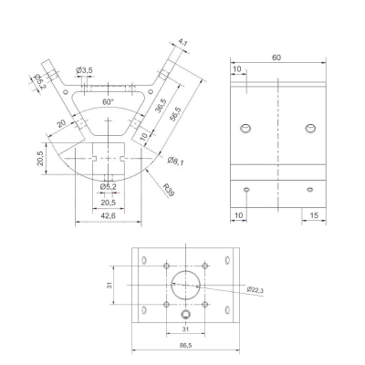 براکت K800 پرینتر سه بعدی دلتا (Delta Kossel) مناسب برای پروفیل شیاردار 20×20