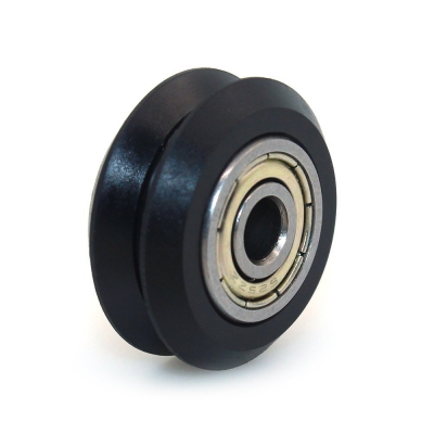 چرخ هرزگرد V شکل قطر داخلی 5mm، قطر خارجی 24mm و عرض 10.2mm با بلبرینگ
