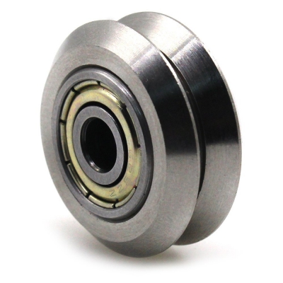 چرخ هرزگرد V شکل قطر داخلی 5.1mm، قطر خارجی 24.4mm و عرض 10.2mm با بلبرینگ