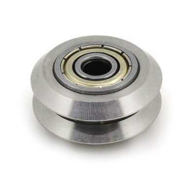 چرخ هرزگرد V شکل قطر داخلی 5.1mm، قطر خارجی 24.4mm و عرض 10.2mm با بلبرینگ