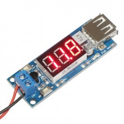 شارژر USB - مبدل 4.5-40 V به 5V/2A با نمایشگر ولت متر