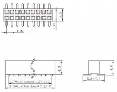 پین هدر مادگی SMD - میلیمتر80 - 2*20