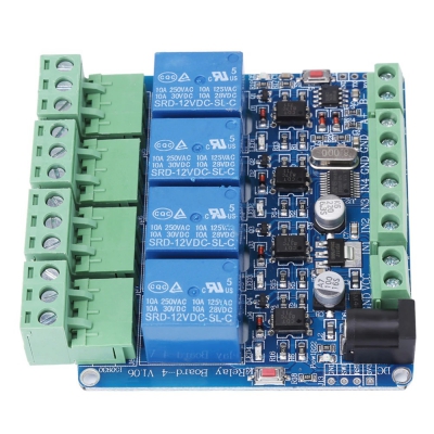 ماژول رله 4 کاناله Modbus RTU دارای ورودی RS485