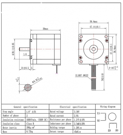 استپر موتور نما 23 Nema دو فاز مدل 23HD56001Y-21B