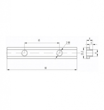 اسلات T شکل با 2 سوراخ 8mm و اسلات 8