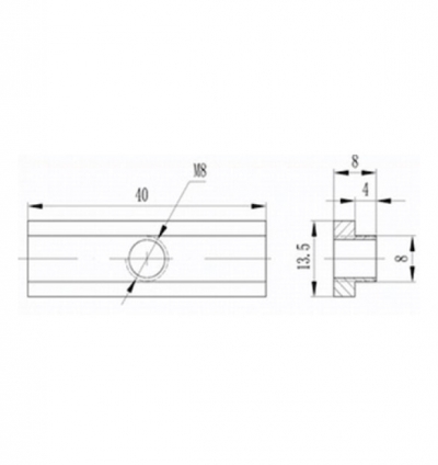 اسلات T شکل با سوراخ 8mm و اسلات 8