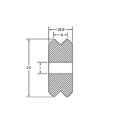 چرخ هرزگرد V شکل قطر داخلی 5mm، قطر خارجی 24mm و عرض 10.2mm با بلبرینگ