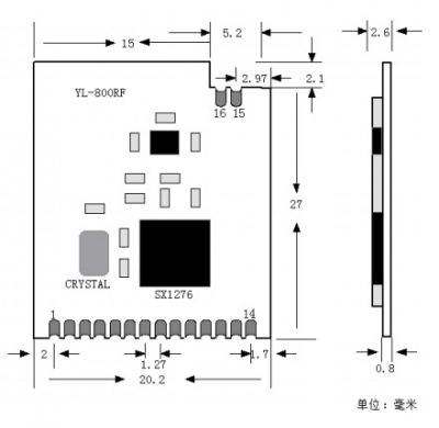 ماژول ترنسیور وایرلس YL-1278RF دارای چیپ Sx1278