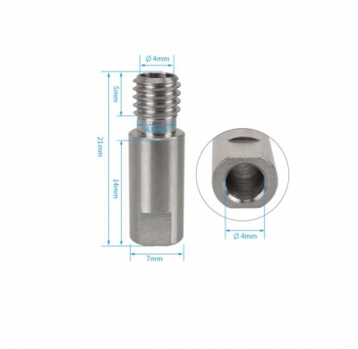 پیچ سوراخ دار استیل ضد زنگ e3d V6 1.75mm stainless steel pipe