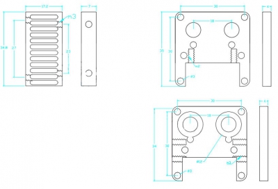 هیت‌ سینک و نگه‌دارنده آلومینیومی اکسترودر مناسب برای پرینتر سه بعدی ULTIMAKER2
