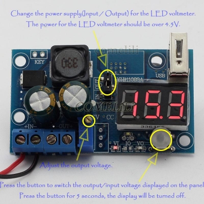 ماژول رگولاتور کاهنده LM2596 خروجی 1.2V-37V/2A | نمایشگر ولتاژ | USB