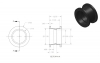 چرخ قطر داخلی 13.90mm، قطر خارجی 22mm و عرض 12.7mm بدون بلبرینگ