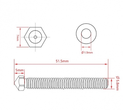 نازل هات اند برنجی پرینتر سه بعدی Brass Volcano Super Nozzle مناسب برای فیلامنت 2.85 با قطرهای مختلف